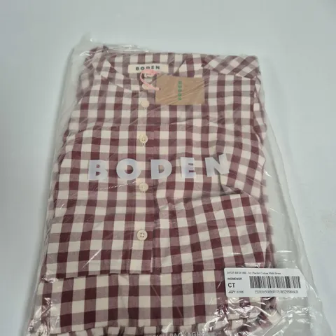 BODEN IVY PLACKET COTTON MIDI DRESS – RED GINGHAM, UK 10R