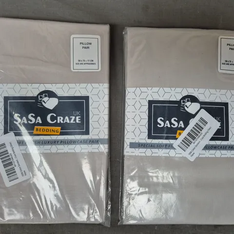 BOX OF APPROXIMATELY 8 ASSORTED SASA CRAZE PILLOWCASE PAIRS IN VARIOUS COLOURS, ETC