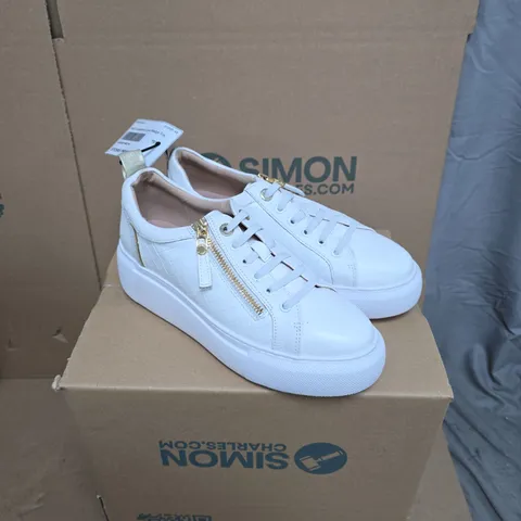 RUTH LANGSFORD LUXE WEDGE TRAINERS - WHITE - UK 4