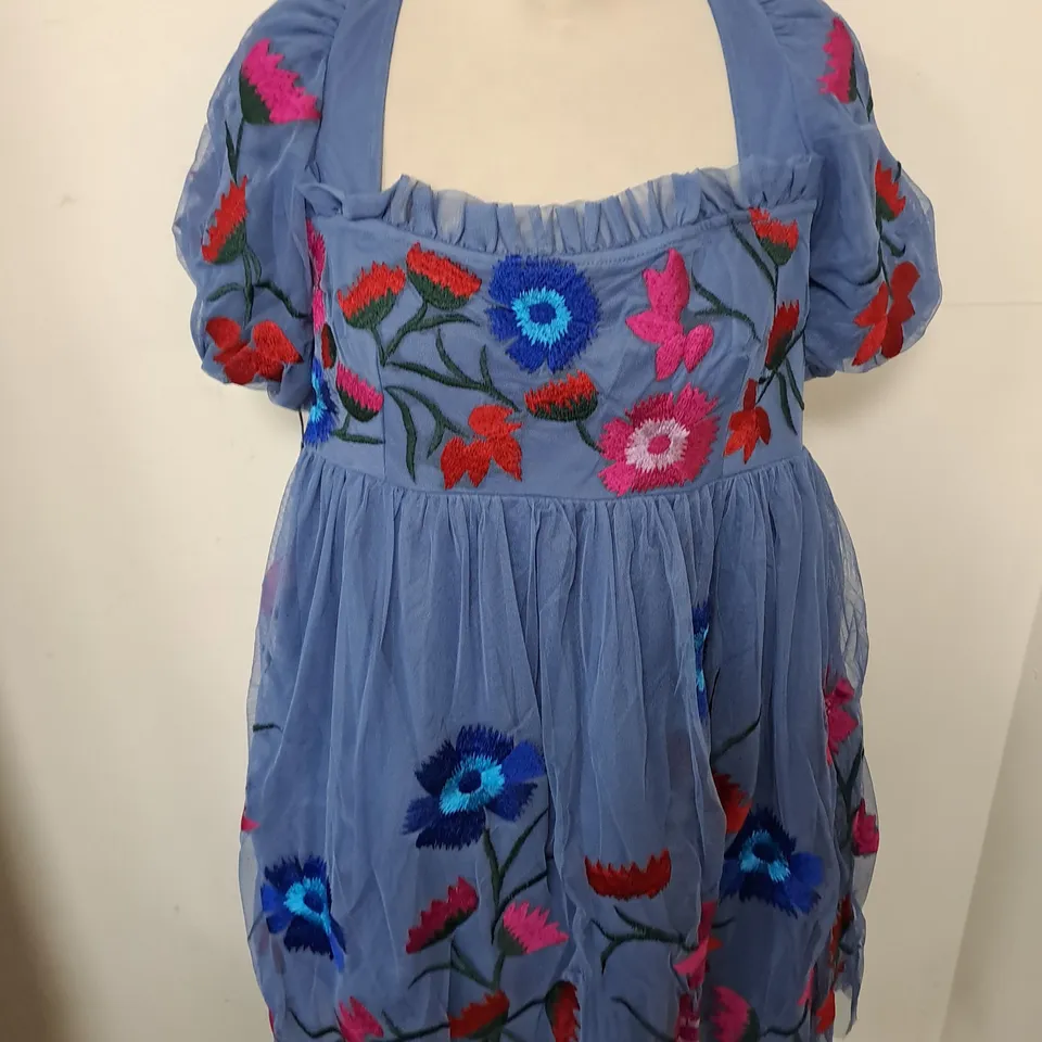 MAYA DELUXE EMBROIDERED FLORAL DRESS - UK 16