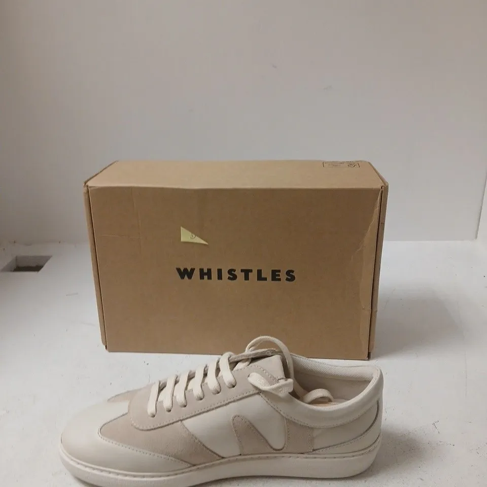 WOMEN'S WHISTLES SUEDE LEATHER MIX TRAINER – WHITE - UK 7