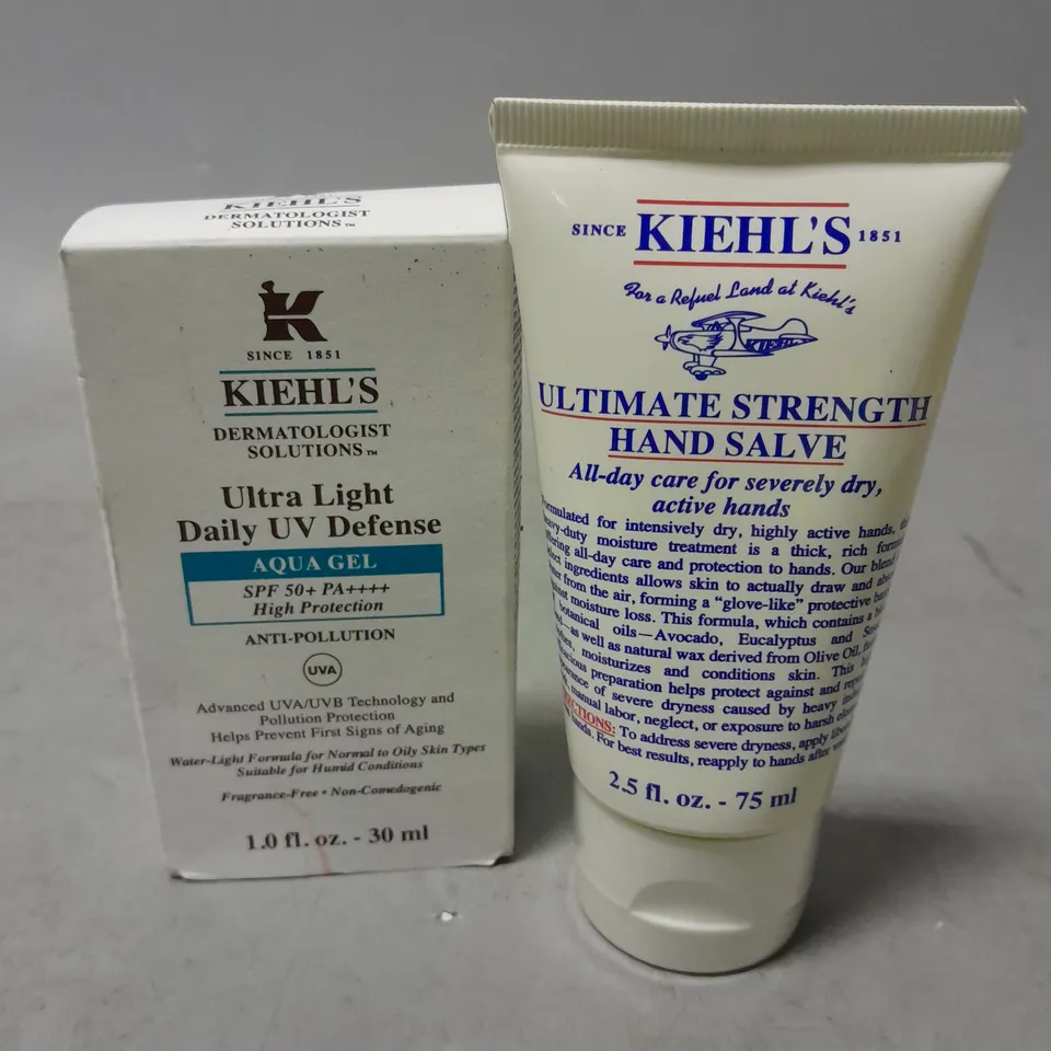 KIEHL'S ULTIMATE STRENGTH HAND SALVE 75ML AND ULTRA LIGHT DAILY UV DEFENSE AQUA GEL 30ML