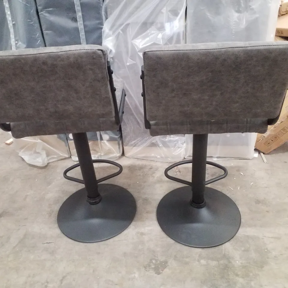 CHOLET PUTTNEY DARK GREY HEIGHT ADJUSTABLE SWIVEL BAR STOOLS SET OF 2