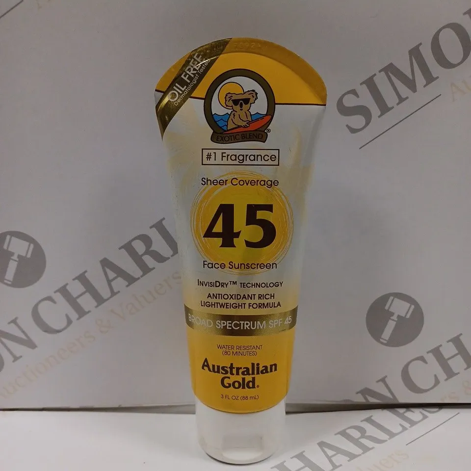 BOX OF APPROX 12 AUSTRALIAN GOLD #1 FRAGRANCE SHEER COVERAGE 45 FACE SUNCREAM 