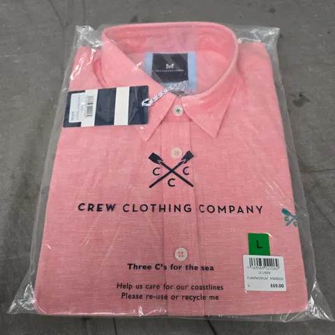 CREW CLOTHING COMPANY PINK LINEN LONG-SLEEVE SHIRT β SIZE L