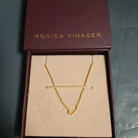 MONICA VINADER GOLD NECKLACE WITH BAR PENDANT – BOXED 
