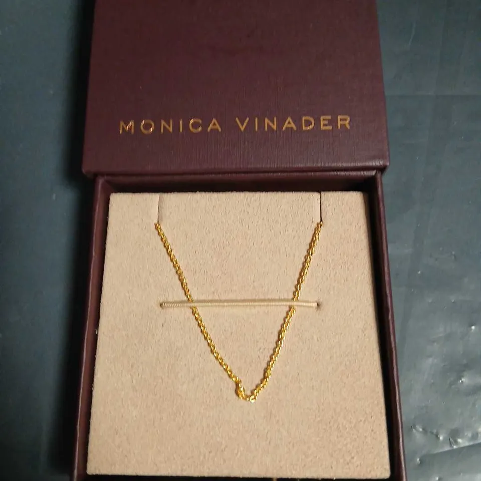 MONICA VINADER GOLD NECKLACE WITH BAR PENDANT – BOXED 