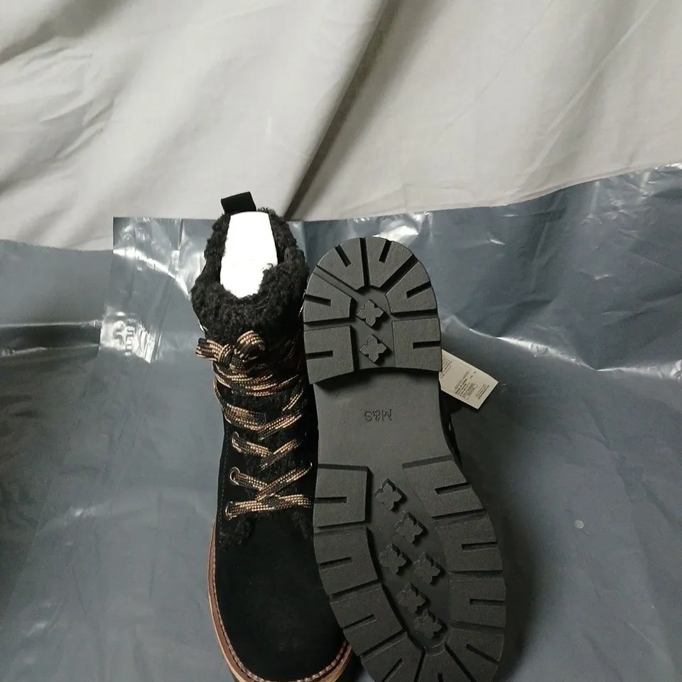 M&S BLACK SUEDE WINTER BOOTS WITH FAUX FUR LINING – UK 4 (EU 37)