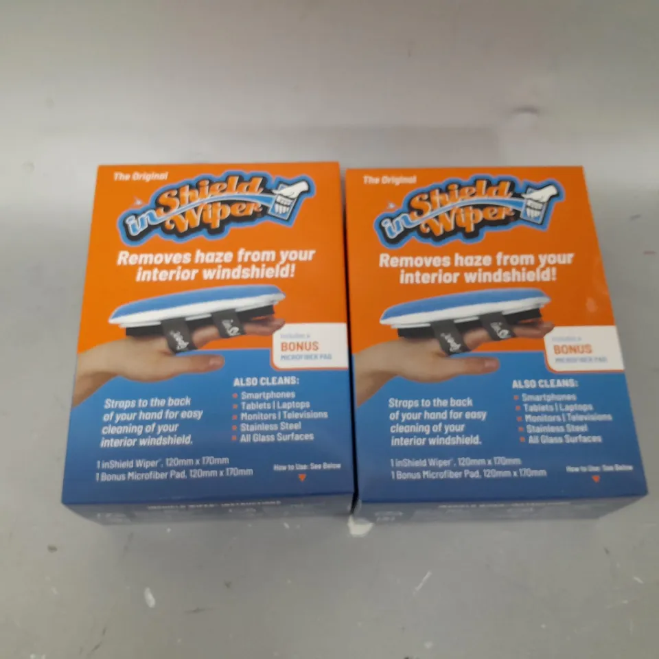 BOXED INSHIELD WIPER SET OF 2 MULTI-USE MICROFIBRE CLEANSERS