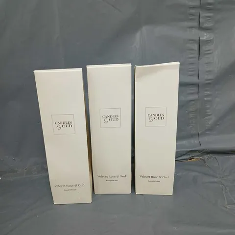 3 BOXED CANDLES & OUD VELVET ROSE & OUD REED DIFFUSERS