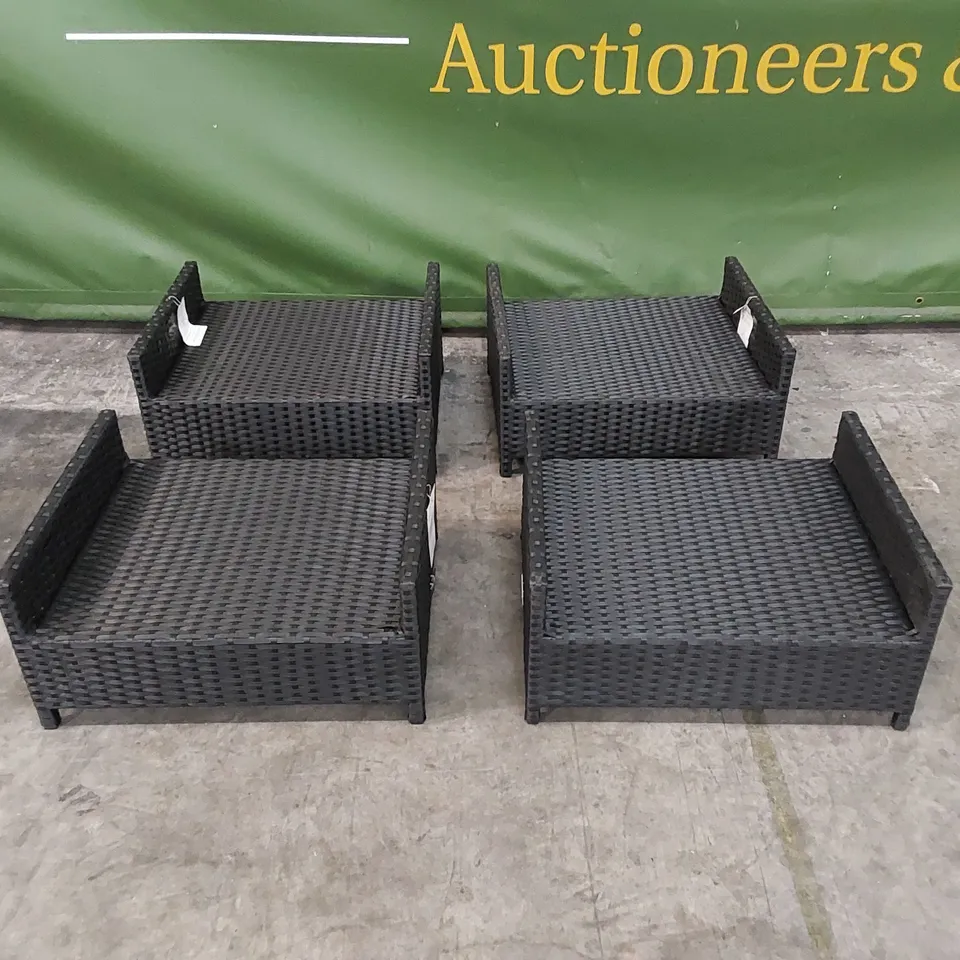 4 X BLACK RATTAN FOOTSTOOLS