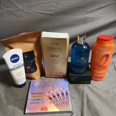 APPROXIMATEY 20 ASSORTED HEALTH AND BEAUTY PRODUCTS TO INCLUDE - L'OREAL ELVIVE SHAMPOO - NIVEA ANTI-AGE HAND CREAM AND NAIL ART MARKERS