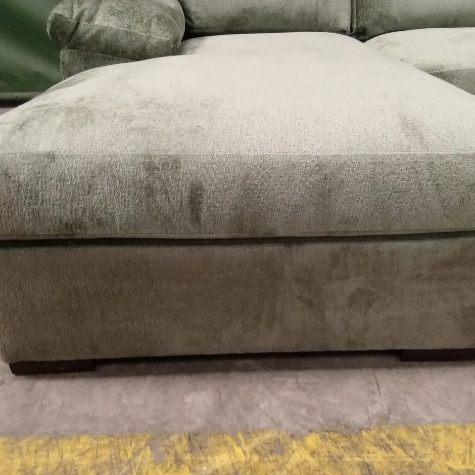 SALERNO STANDARD BACK LEFT HAND 3 SEATER FABRIC CHAISE SOFA – OLIVE GREEN RRP £999