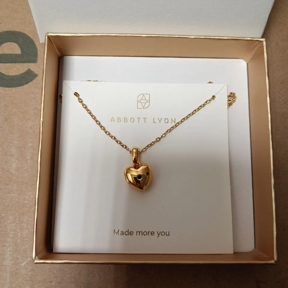 BOXED ABBOTT LYON GOLD-TONE HEART PENDANT NECKLACE