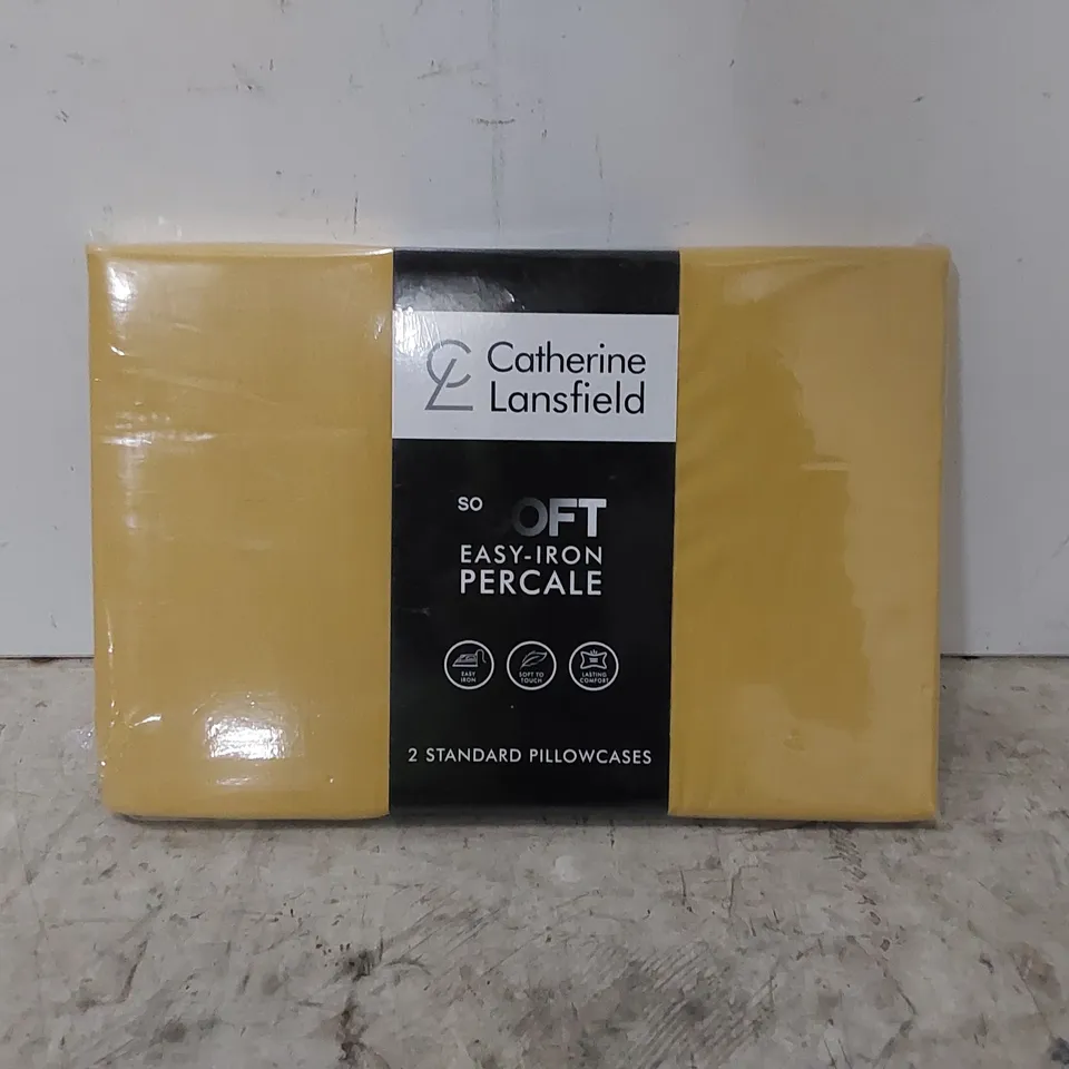 BAGGED EASY IRON PERCALE STANDARD PILLOWCASE PAIR - OCHRE