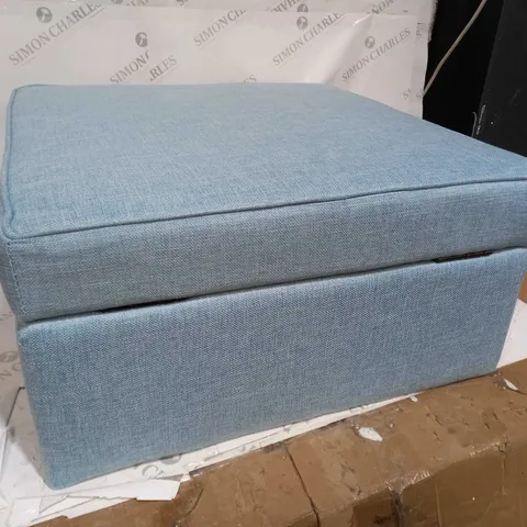 ALISON CORK SKY BLUE SQUARE STORAGE STOOL (SMALL) WITH WOODEN LEGS 