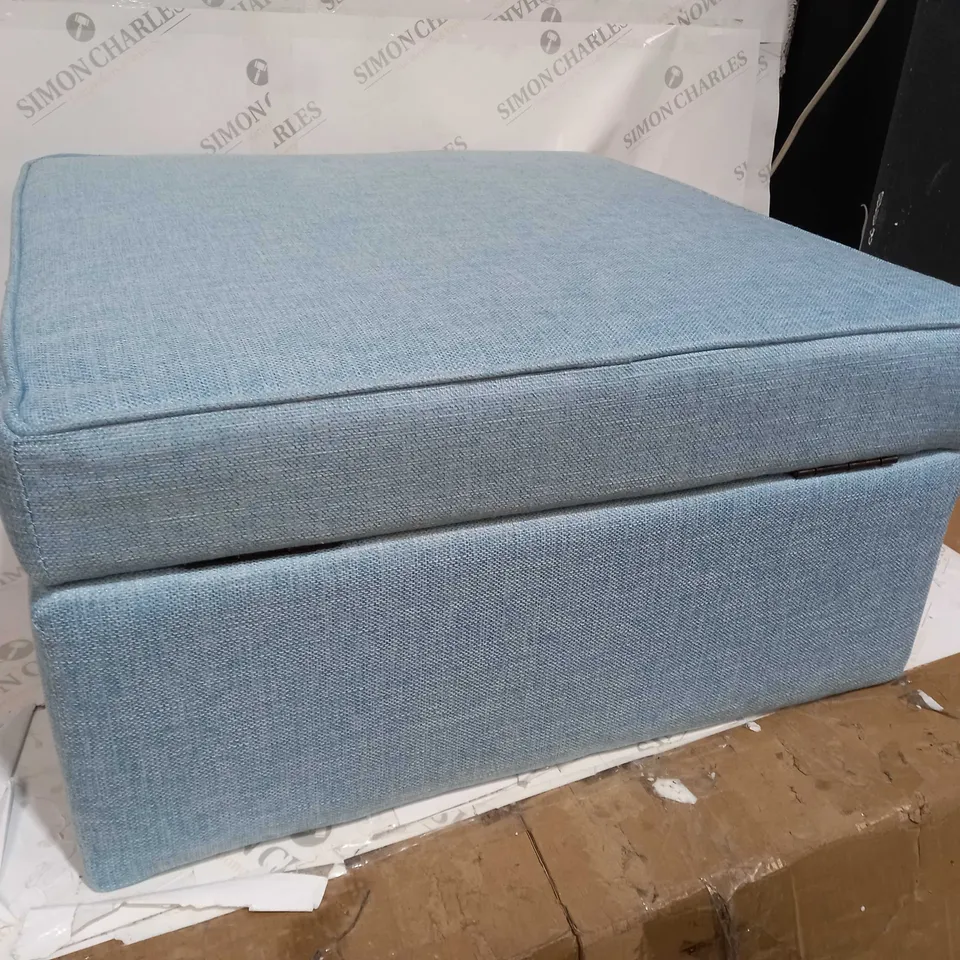 ALISON CORK SKY BLUE SQUARE STORAGE STOOL (SMALL) WITH WOODEN LEGS 