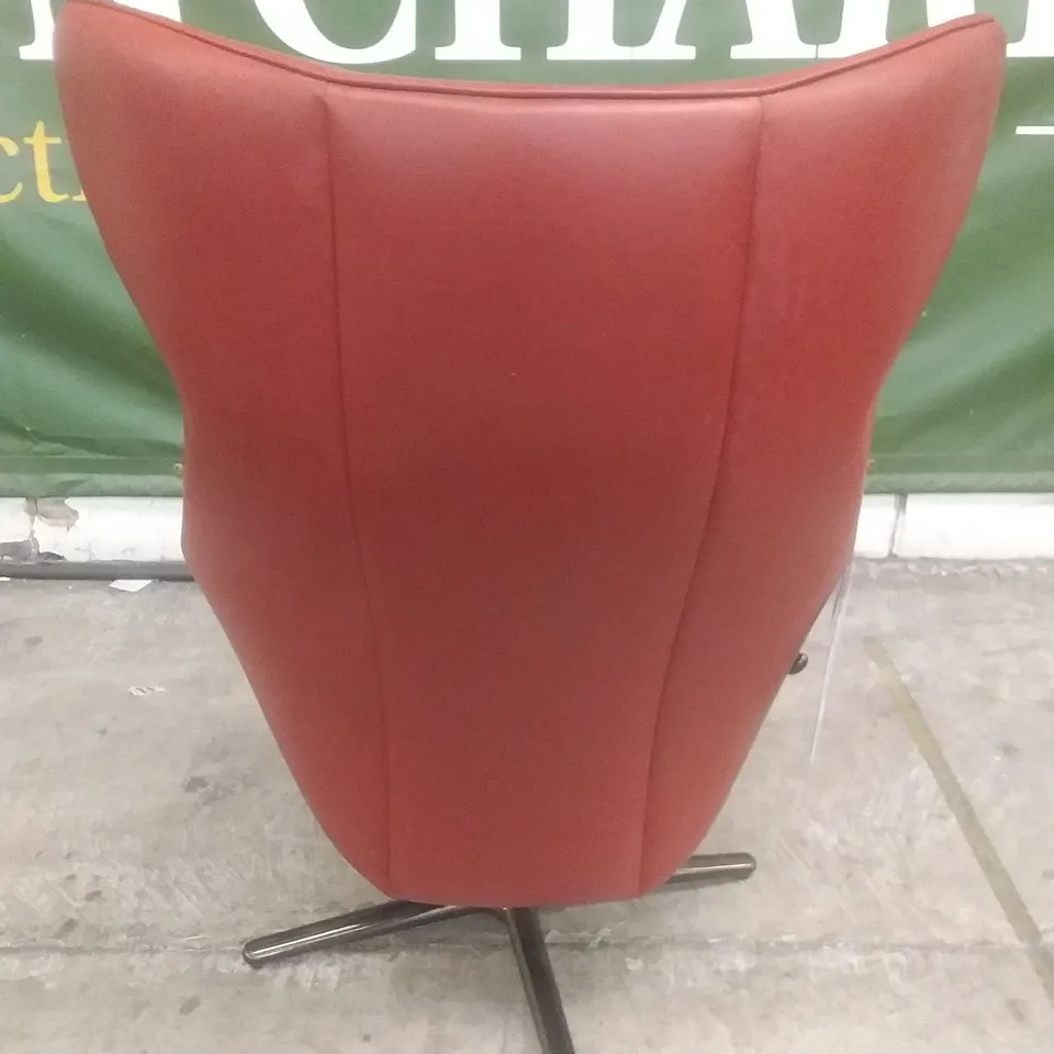 QUALITY ITALIAN DESIGNER GNOSTIC CHAIR + POUFF CALLAS RED LEATHER