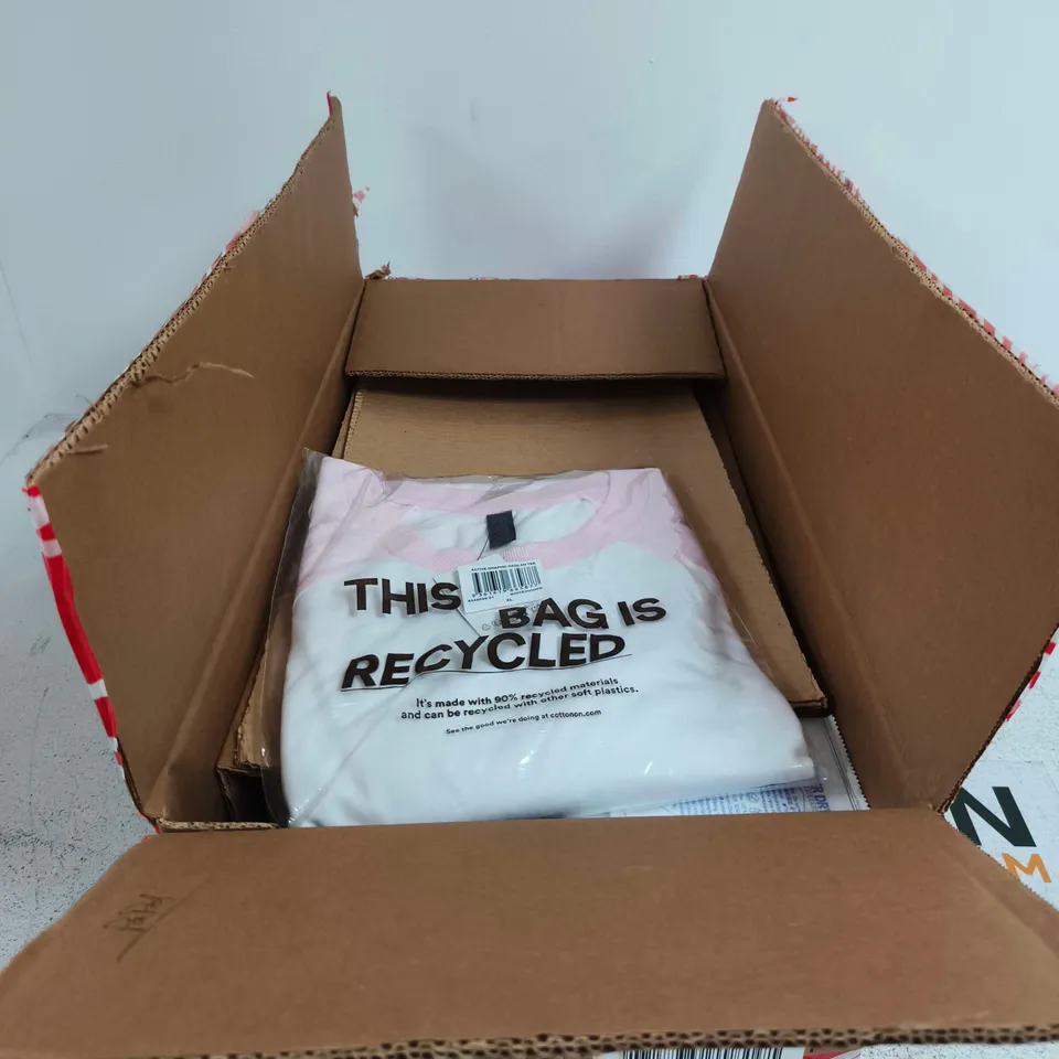BOX OF 2 ACTIVE GRAPHIC RAGLAN T SHIRT WHITE/HOOPS XL