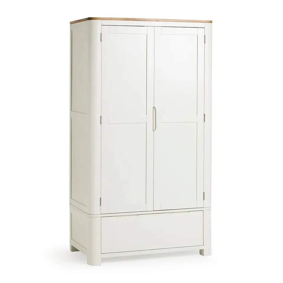 BOXED OAK FURNITURE LAND HOVE NATURAL OAK & WHITE PAINTED DOUBLE WARDROBE  RRP £694.99