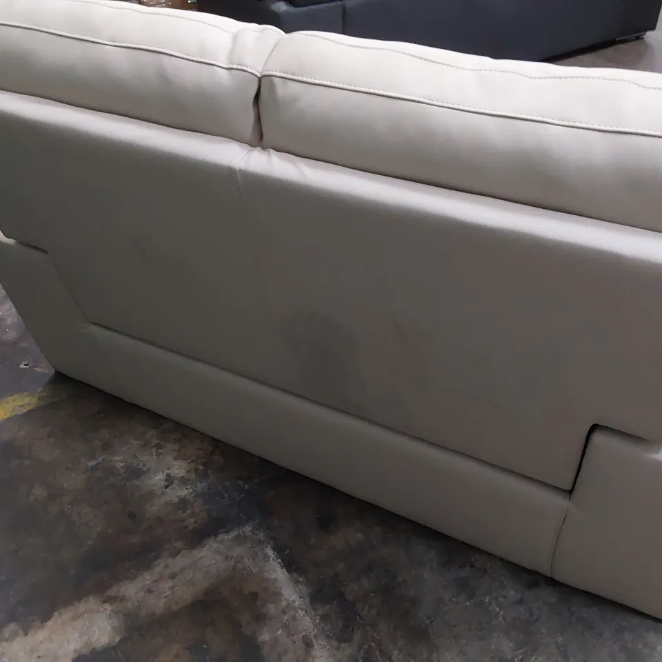 DESIGNER TWO SEATER SOFA CREAM LEATHER 