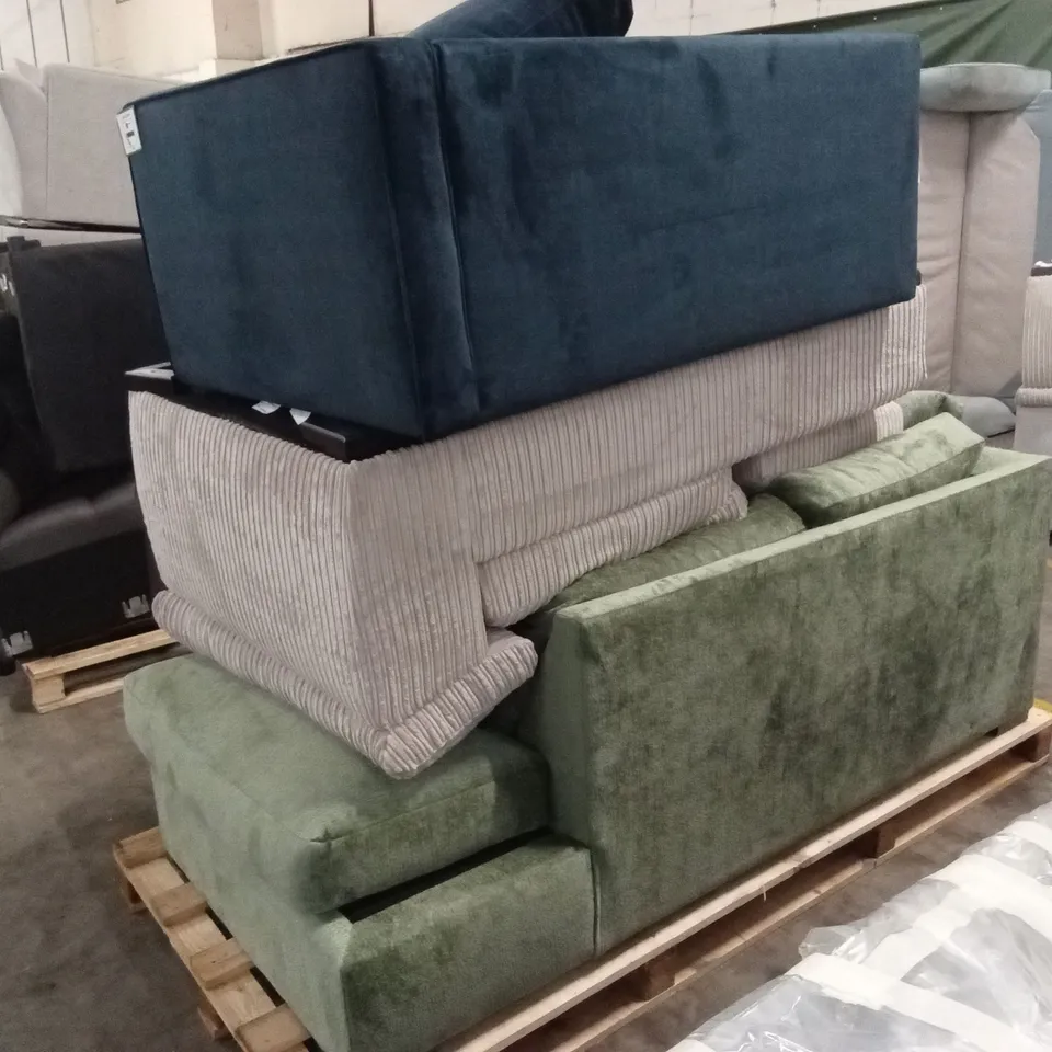 PALLET OF ASSORTED INCOMPLETE DESIGNER SOFA PARTS AND PIECES 