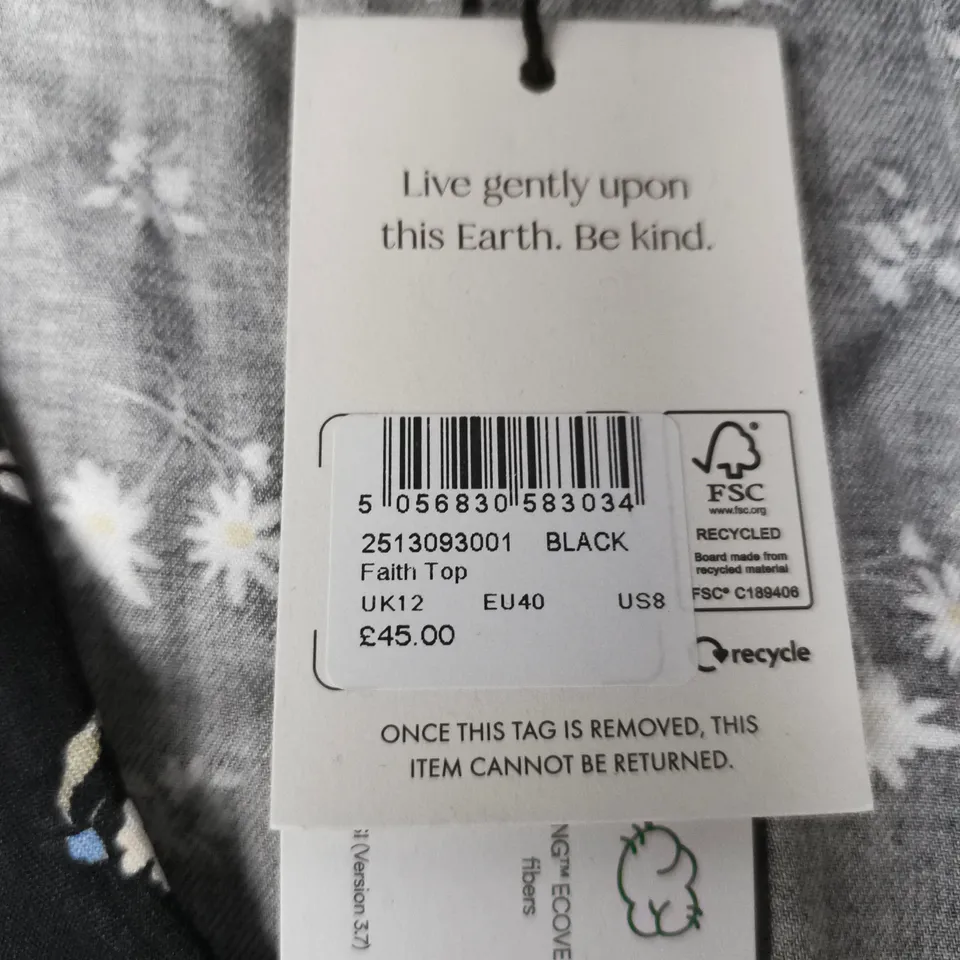 NOBODYS CHILD FAITH TOP – FLORAL PRINT, UK12 