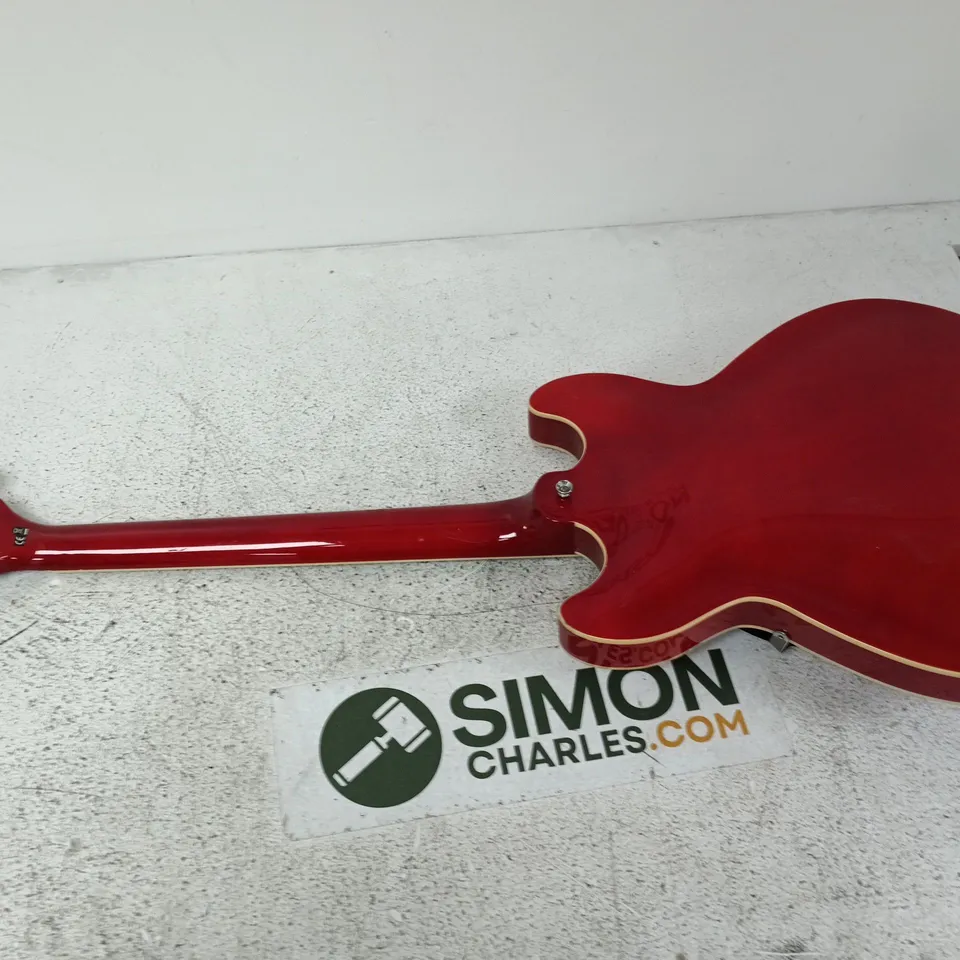 HARLEY BENTON ELECTRIC GUITAR – RED SEMI-HOLLOW BODY