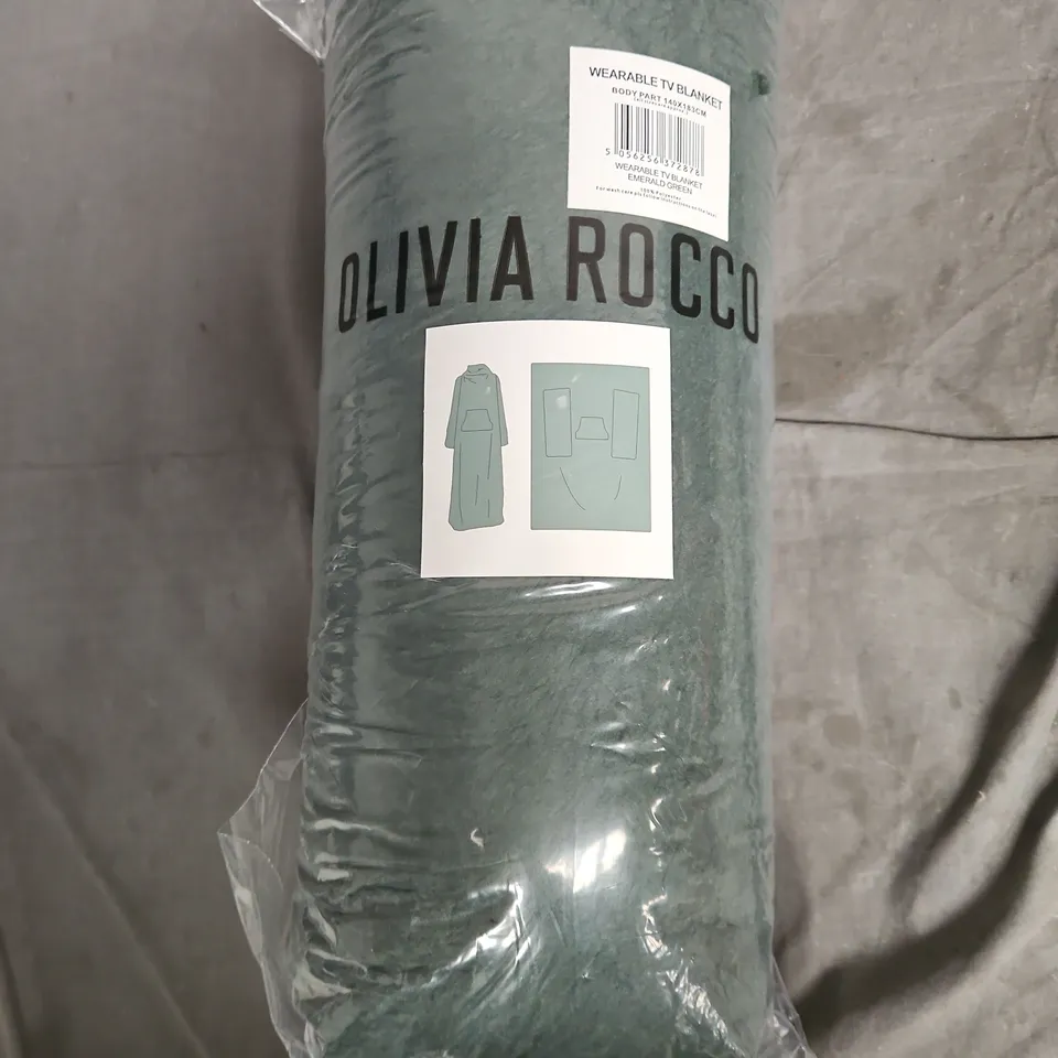 BAGGED OLIVIA ROCCO WEARABLE TV BLANKET – EMERALD GREEN, 140X183 CM