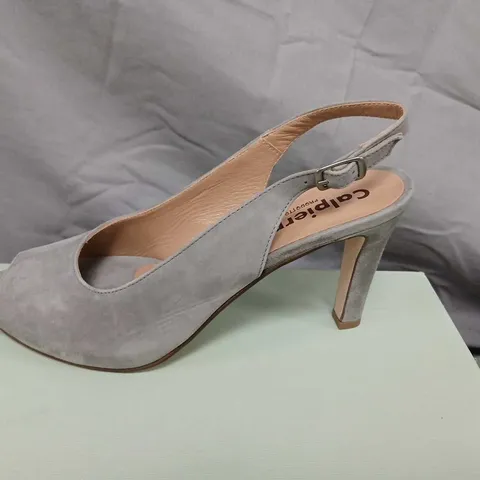 CALPIERRE GREY SUEDE SLINGBACK PEEP-TOE HIGH HEELS β UK 6.5 (EU 39.5)