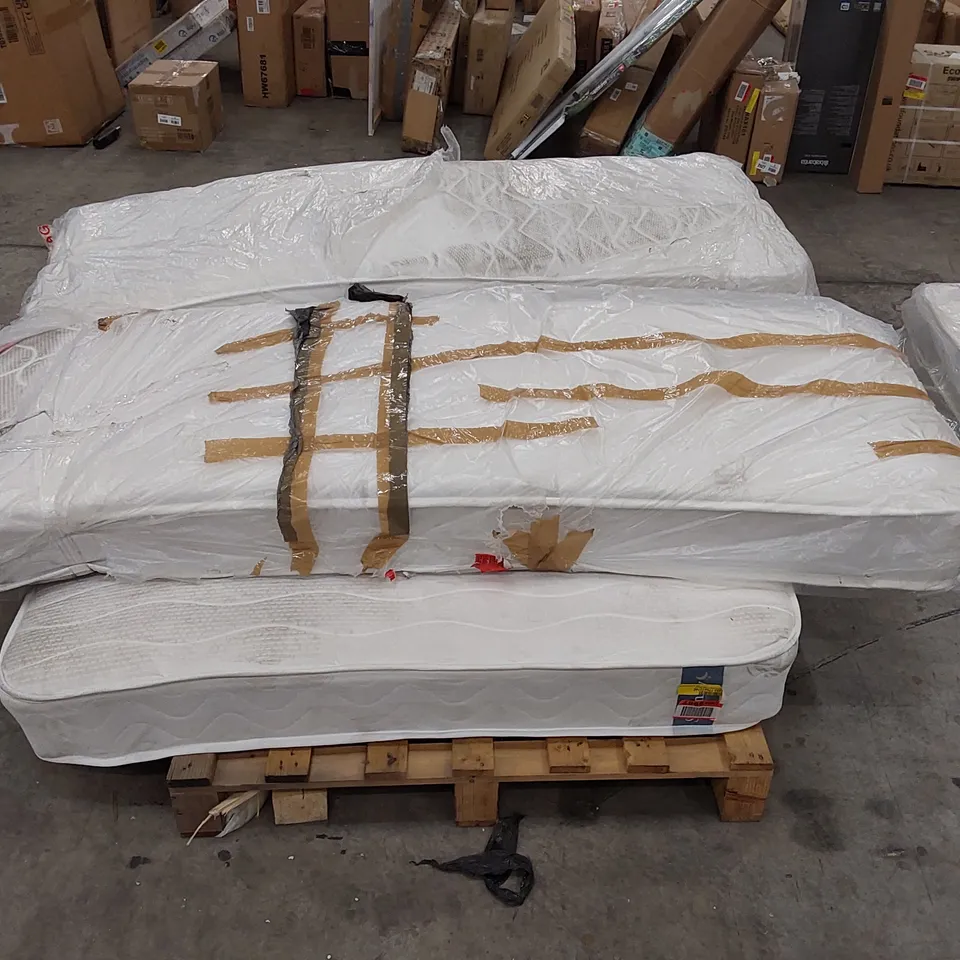 PALLET OF 3 ASSORTED MATTRESSES TO INCLUDE; 1x DOUBLE AND 2x SMALL SINGLE MATTRESSES 