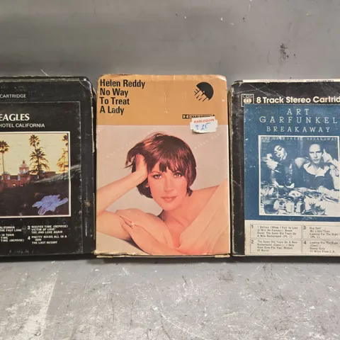 APPROXIMATELY 20 ASSORTED STEREO CARTRIDGES TO INCLUDE EAGLES, HELEN REDDY, ART GARFUNKEL, ETC