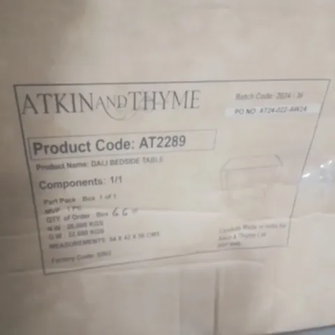 BOXED DALI BEDSIDE TABLE 