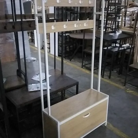 ALIEHS HALL TREE 30CM WIDE WITH BENCH AND SHOD STORAGE - WHITE