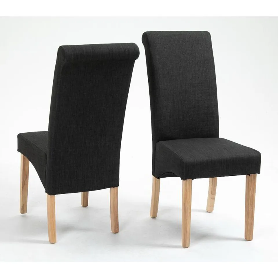 PAIR OF BOXED GAGNY STEEL GREY UPHOLSTERED DINING CHAIRS 