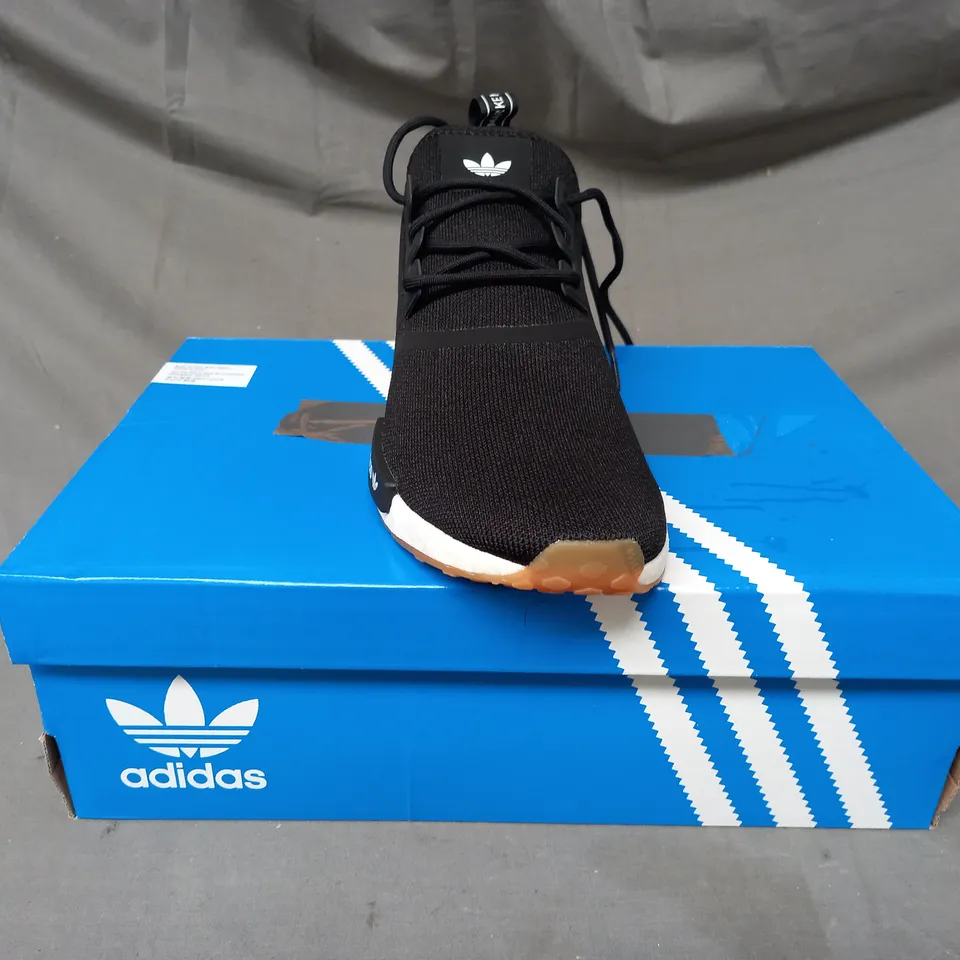 BOXED PAIR OF ADIDAS NMD R1 SHOES IN BLACK UK SIZE 9