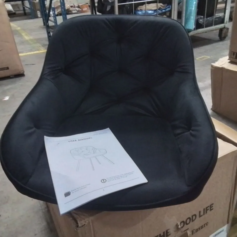 BOXED GARVIES SET OF TWO BLACK VELVET DINING CHAIRS