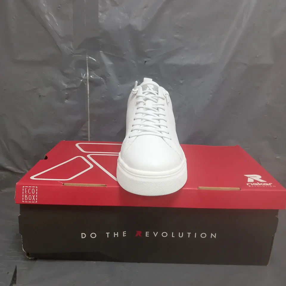 RIEKER CHUNKY PLATFORM LEATHER TRAINERS WHITE SIZE 5