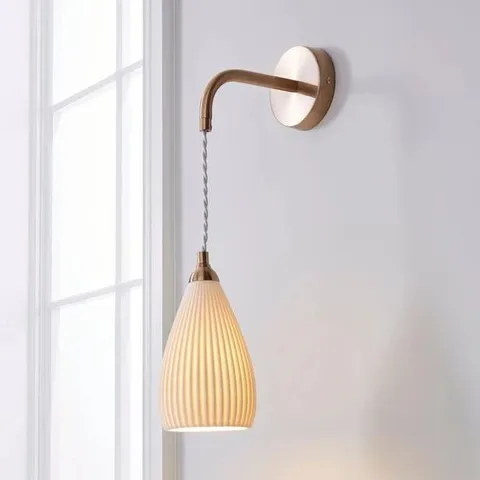 BOXED DORMA RIBBED PORCELAIN WALL LIGHT 
