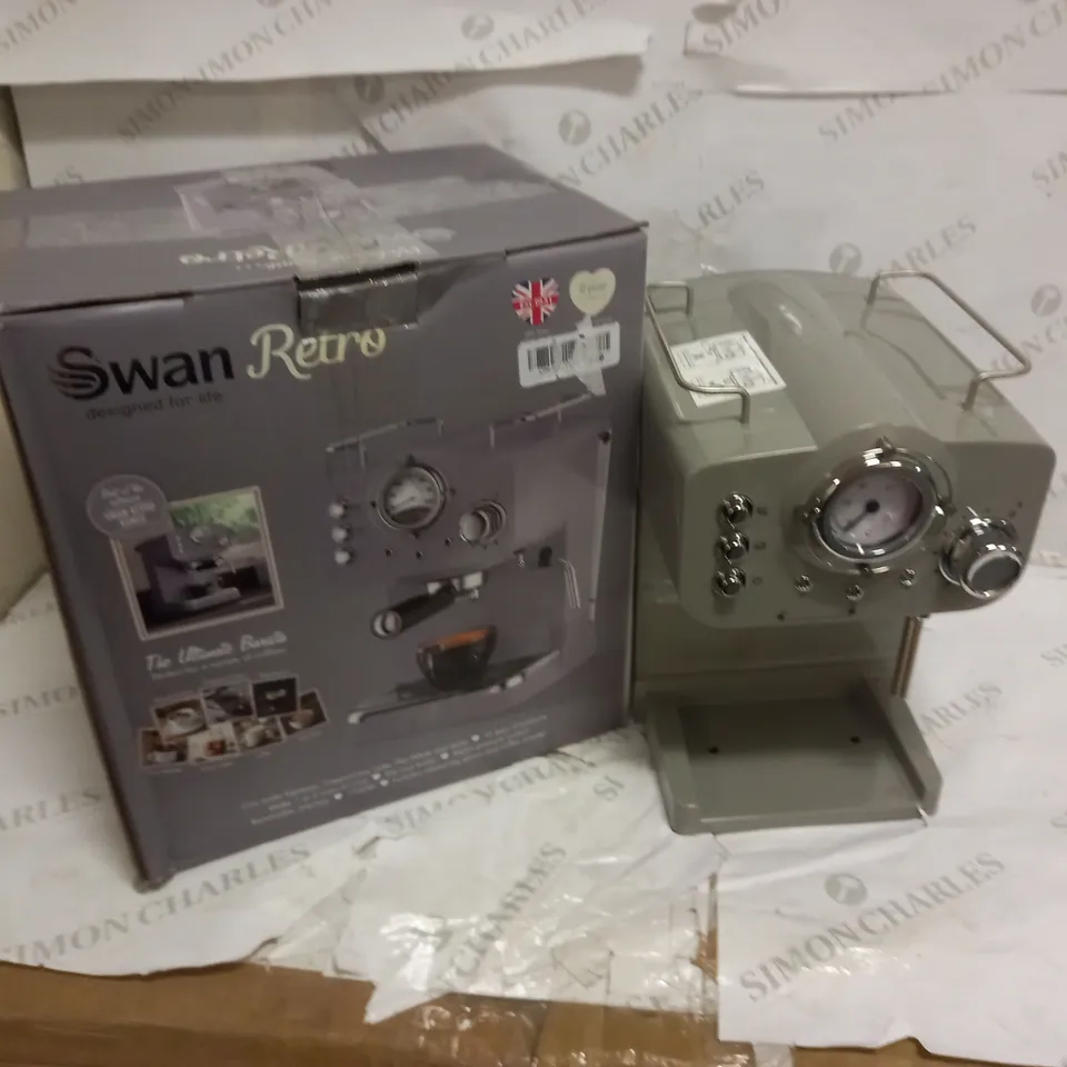 SWAN RETRO PUMP ESPRESSO COFFEE MACHINE - GREY