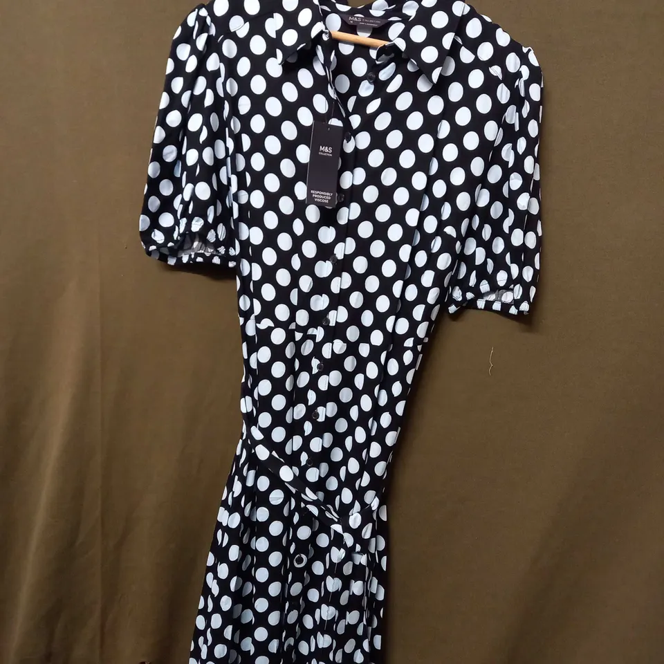 M&S POKKADOT LONG DRESS - SIZE 16