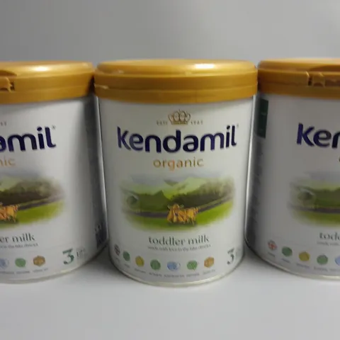 LOT OF 3 KENDAMIL ORGANIC 800G TODDLER MILKS - 3 FROM 12 MONTHS