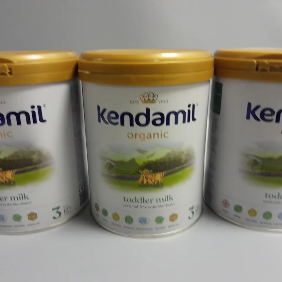 LOT OF 3 KENDAMIL ORGANIC 800G TODDLER MILKS - 3 FROM 12 MONTHS