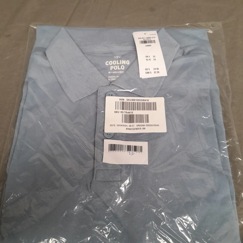 SEALED HOLLISTER LIGHT BLUE COOLING POLO SHIRT - LARGE