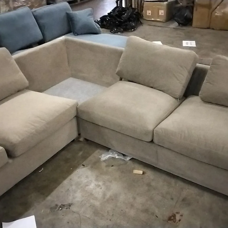 DESIGNER CORNER SOFA MINK WITH MISSING CUSHIONS