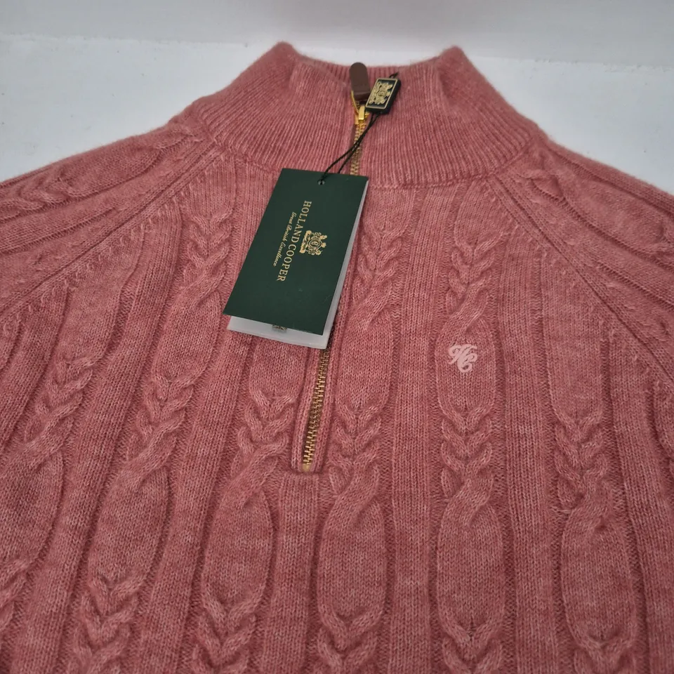 HOLLAND COOPER BRIDGET QUARTER ZIP KNIT – ANTIQUE ROSE, UK SIZE S