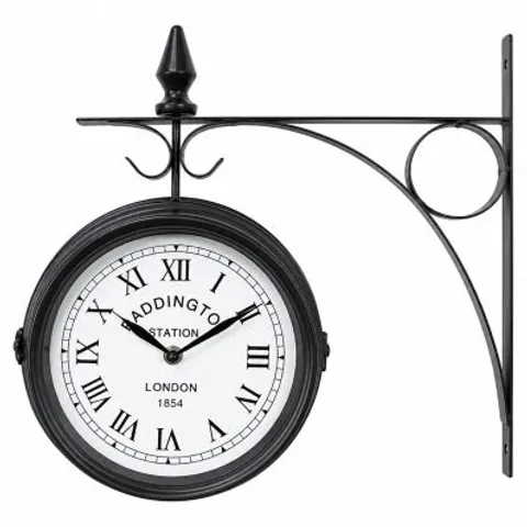 BOXED OYPLA DOUBLE SIDED PADDINGTON STATION OUTDOOR GARDEN WALL CLOCK (41)