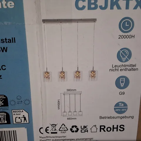 BOXED 4-LIGHT STAINLESS STEEL CYLINDER PENDANT 