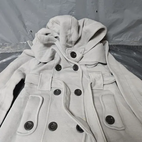 BOX OF APPROXIMATELY 20 ASSORTED UNBRANDED LARGE BUTTON GREY JACKETS - SIZE SMALL