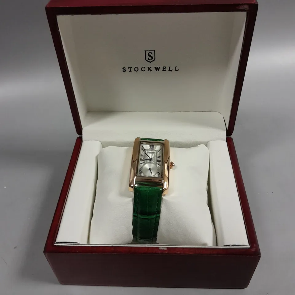 LADIES STOCKWELL WATCH WITH TEXTURED DIAL WITH SUB DIAL MINUTE HAND AND LEATHER STRAP IN GIFT BOX